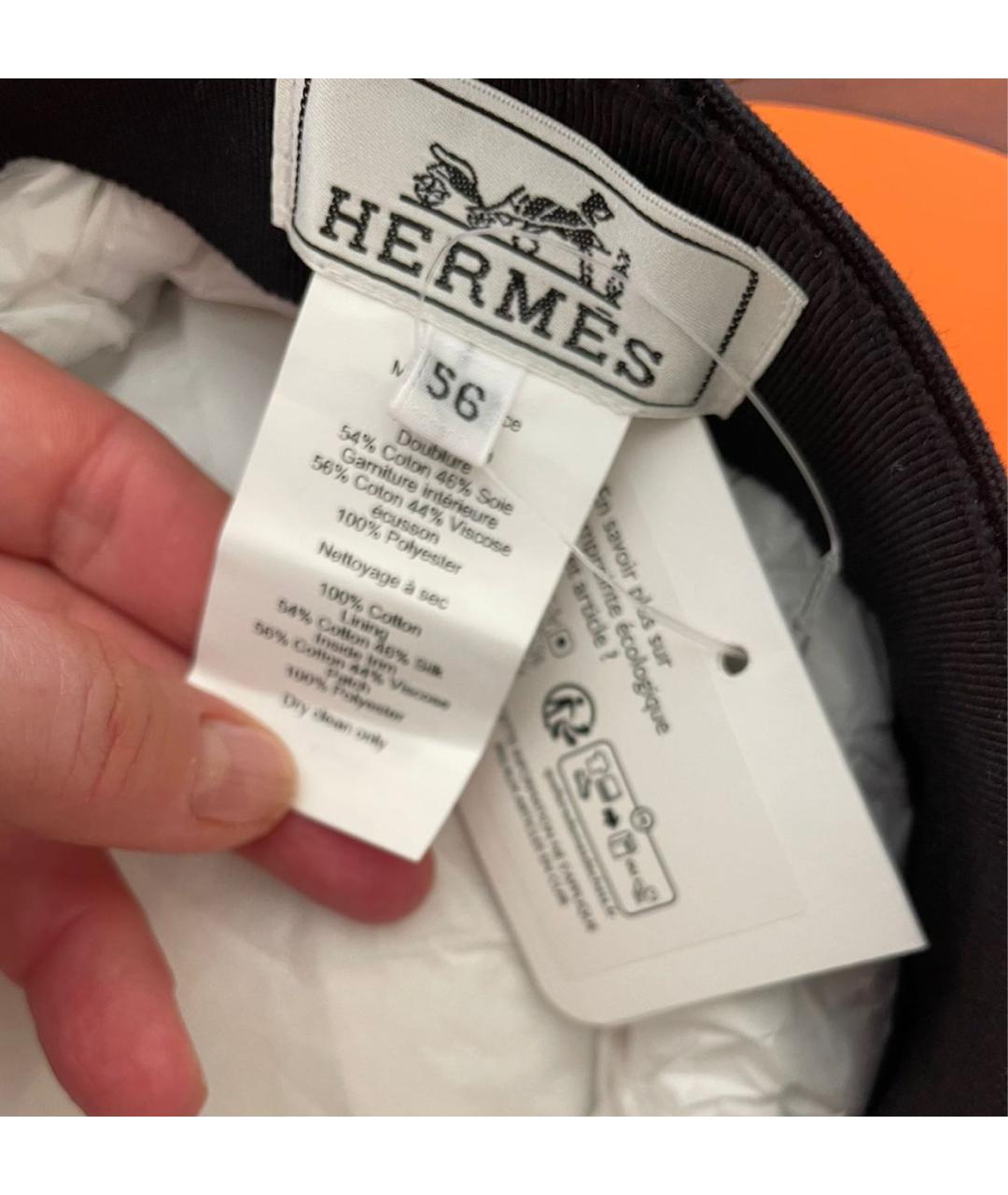 HERMES Черная хлопковая кепка, фото 6