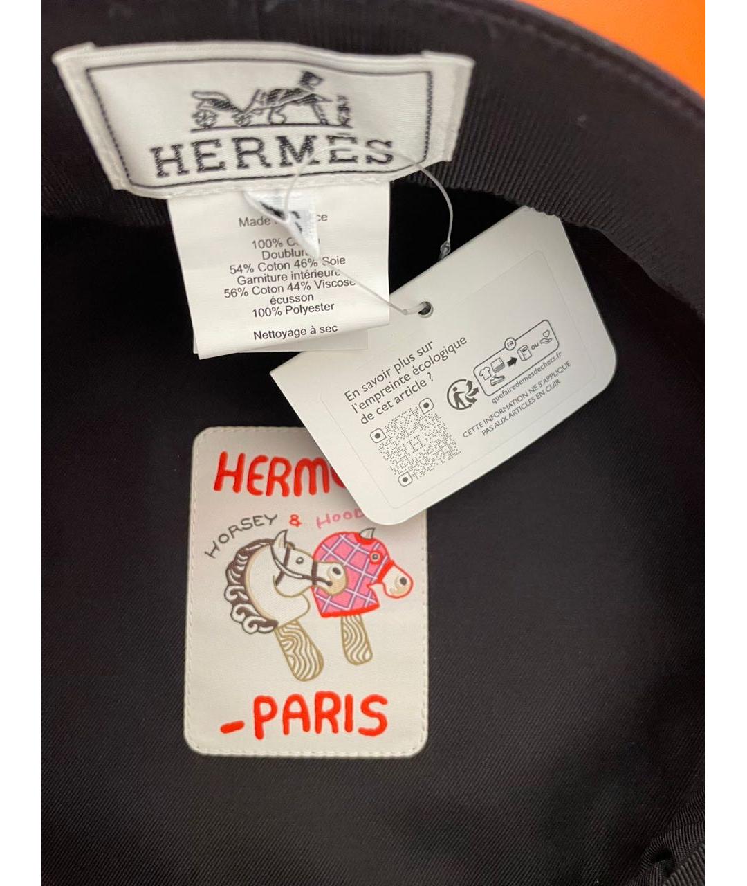 HERMES Черная хлопковая кепка, фото 3