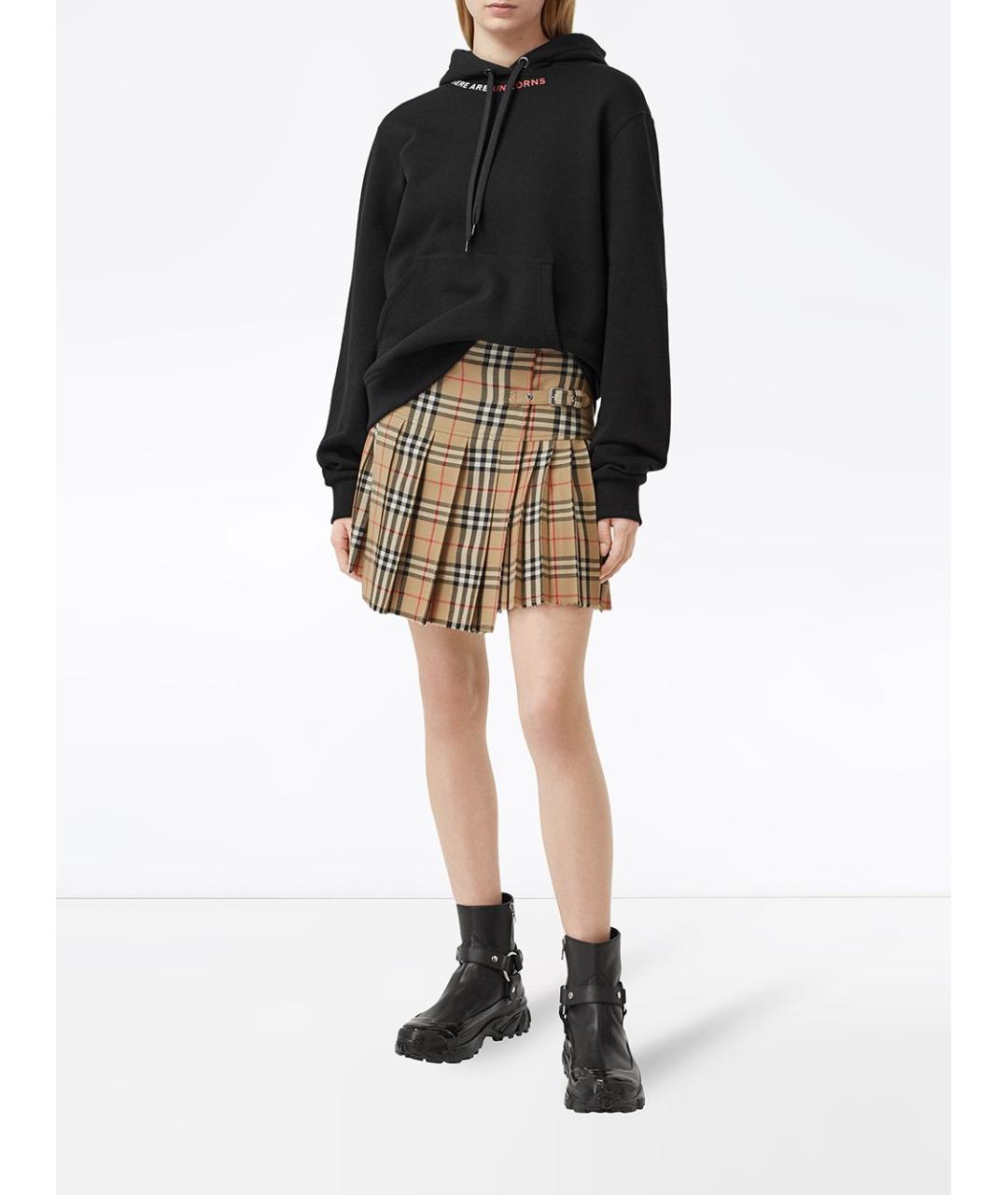 BURBERRY Бежевая хлопковая юбка мини, фото 2
