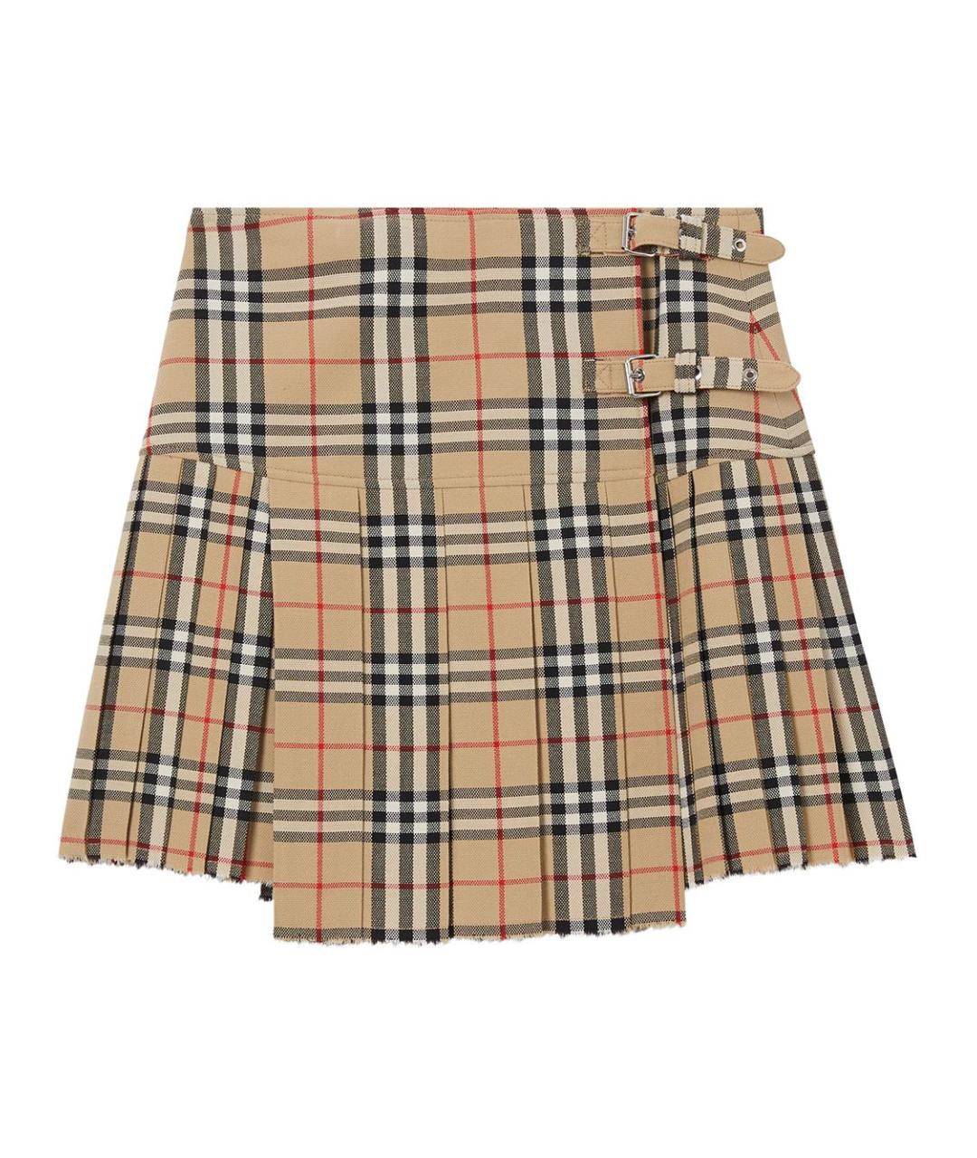 BURBERRY Бежевая хлопковая юбка мини, фото 1