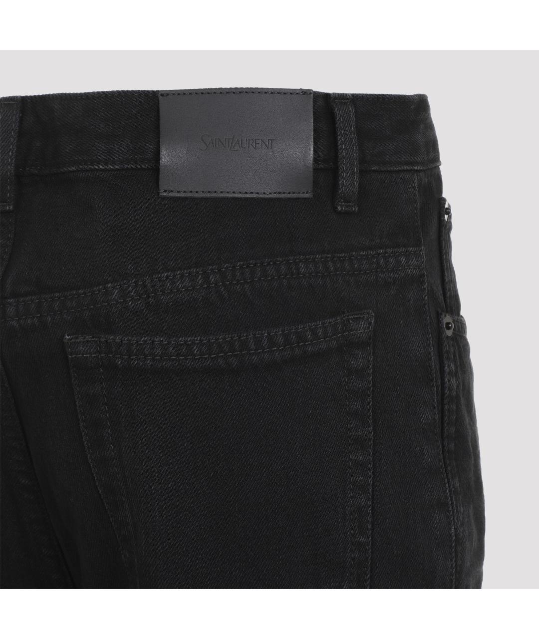SAINT LAURENT Черные хлопковые прямые джинсы, фото 4
