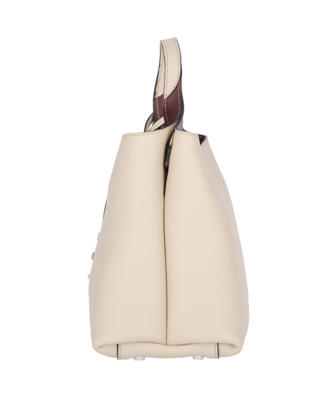 TOD'S Бежевая кожаная сумка тоут, фото 5