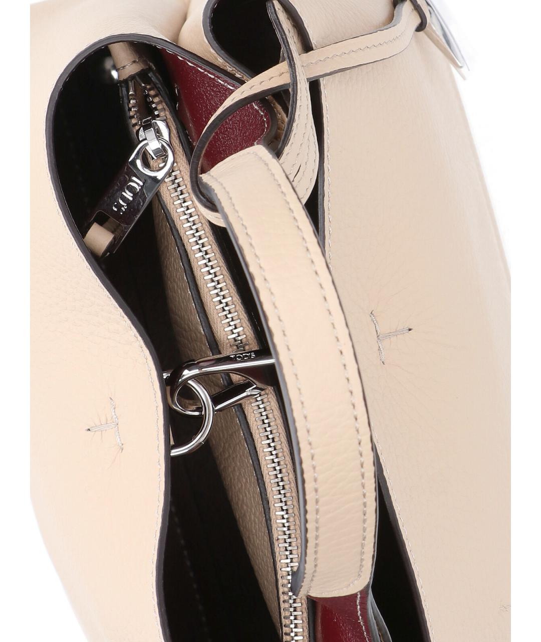 TOD'S Бежевая кожаная сумка тоут, фото 4
