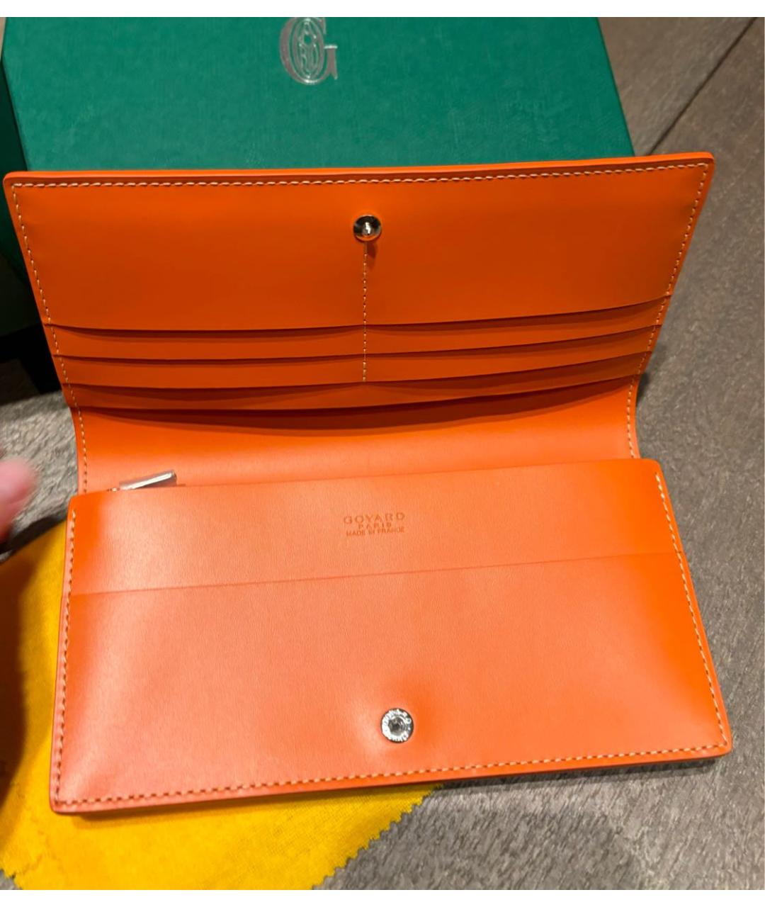 GOYARD Оранжевый кожаный кошелек, фото 4