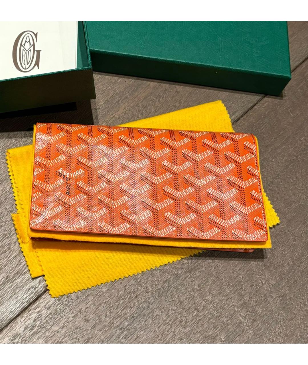 GOYARD Оранжевый кожаный кошелек, фото 2