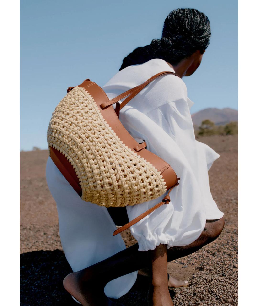 POLENE Коричневая пелетеная сумка тоут, фото 2