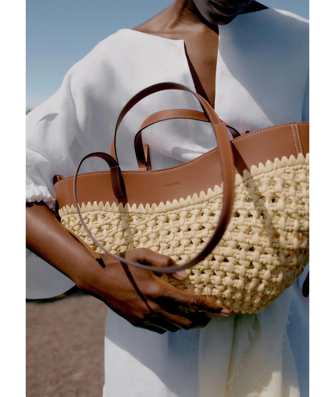 POLENE Коричневая пелетеная сумка тоут, фото 4