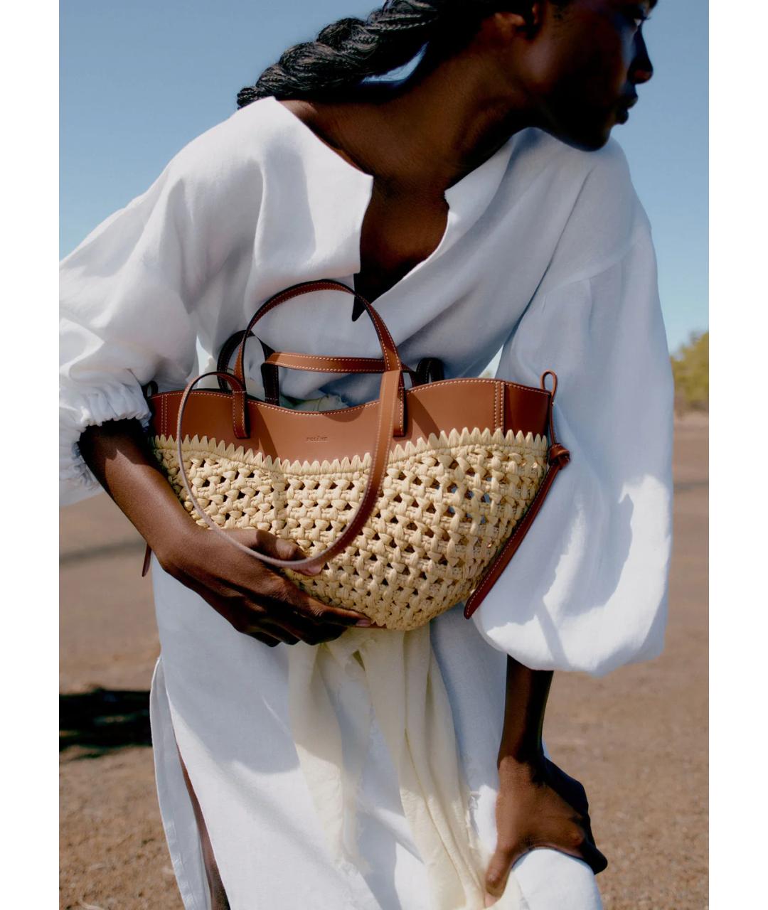 POLENE Коричневая пелетеная сумка тоут, фото 3