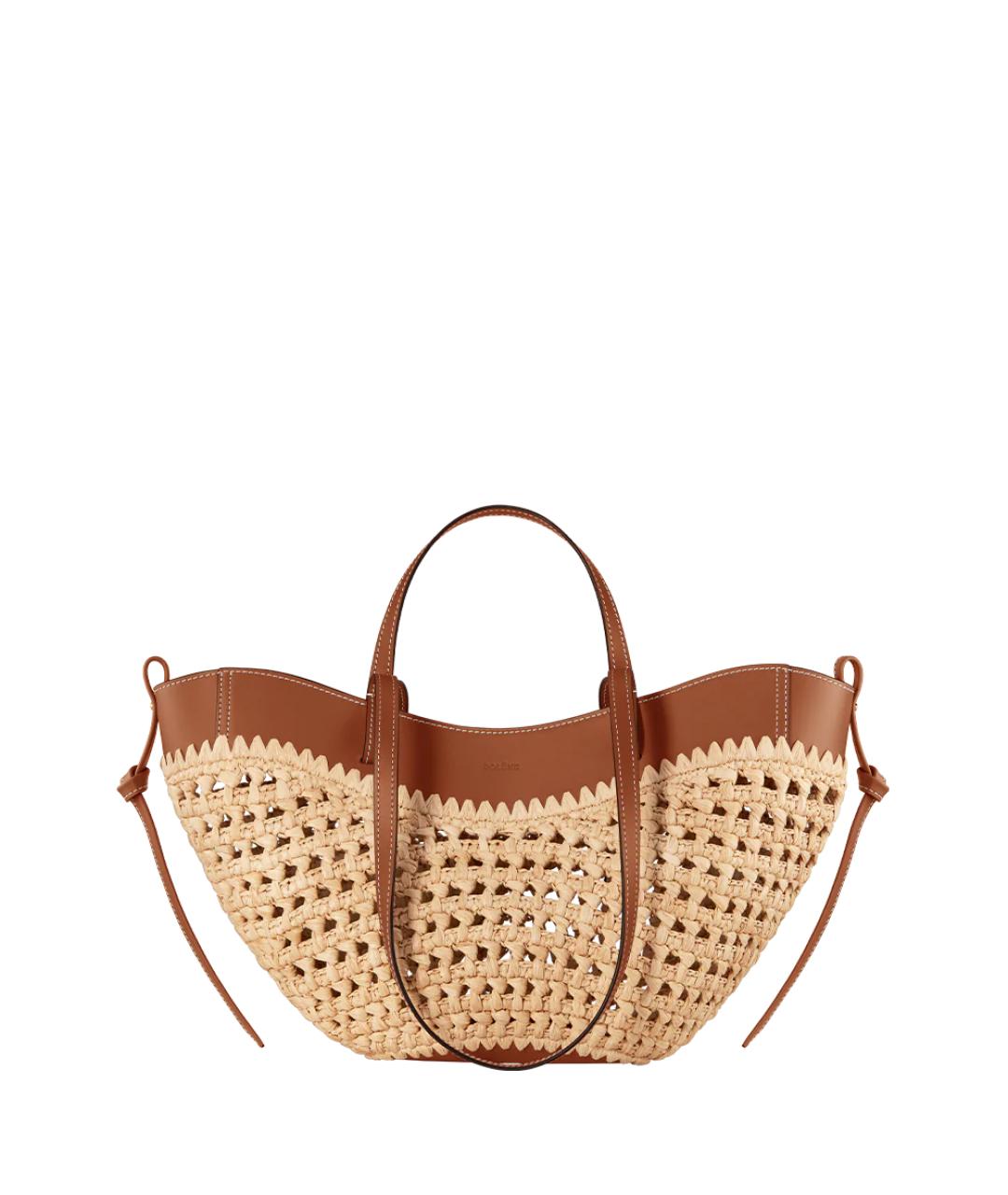 POLENE Коричневая пелетеная сумка тоут, фото 1