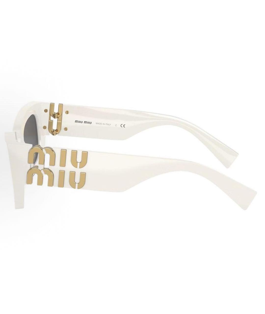 MIU MIU Белые пластиковые солнцезащитные очки, фото 3