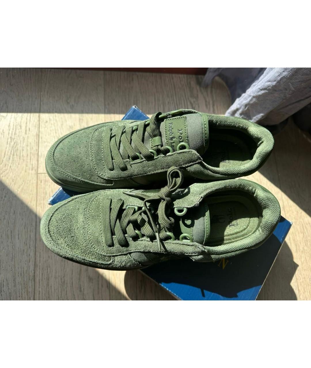 POLO RALPH LAUREN Хаки замшевые низкие кроссовки / кеды, фото 2