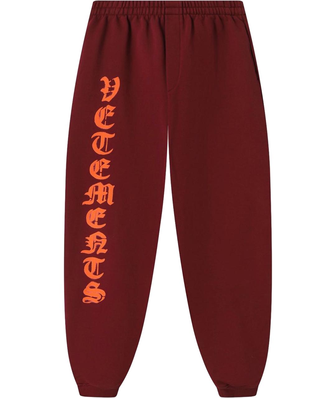 VETEMENTS Бордовые хлопковые повседневные брюки, фото 1