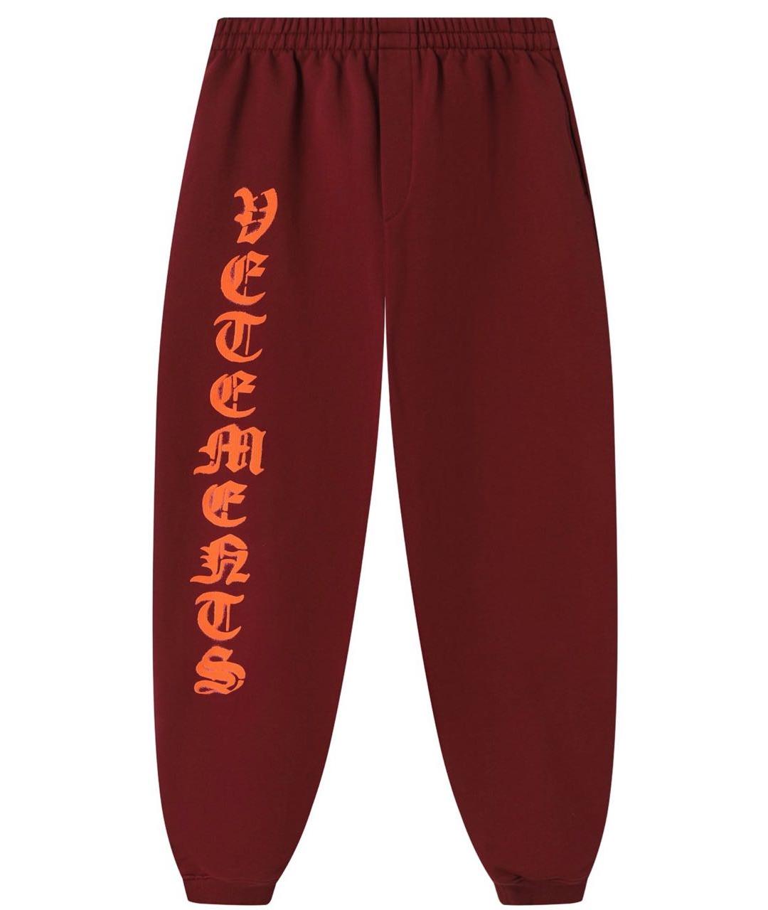 VETEMENTS Бордовые хлопковые повседневные брюки, фото 5