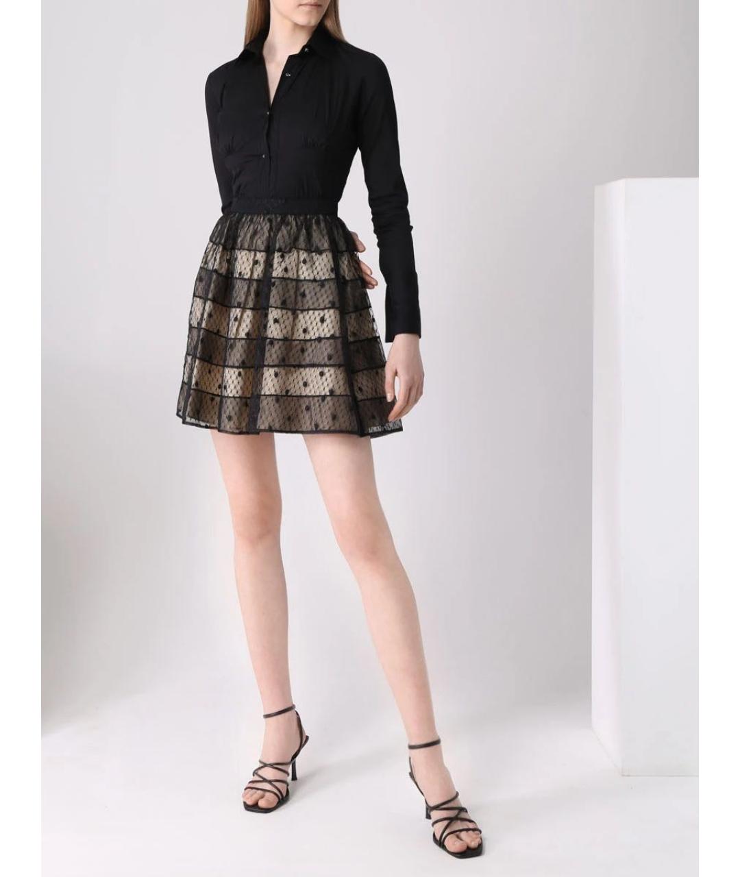 RED VALENTINO Черная полиэстеровая юбка мини, фото 6