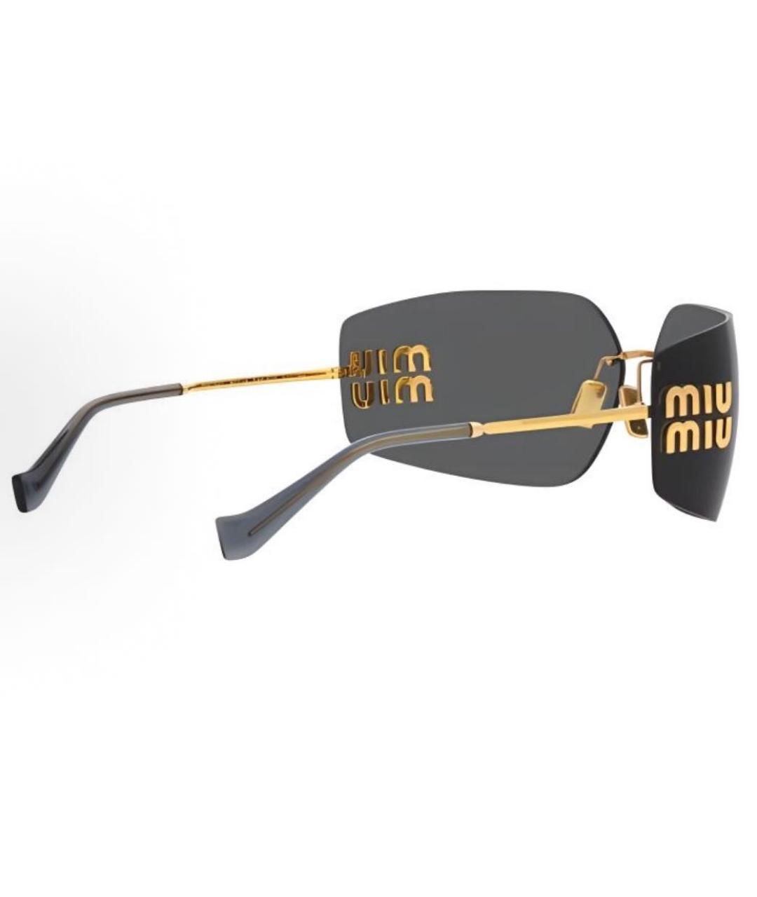 MIU MIU Золотые металлические солнцезащитные очки, фото 3