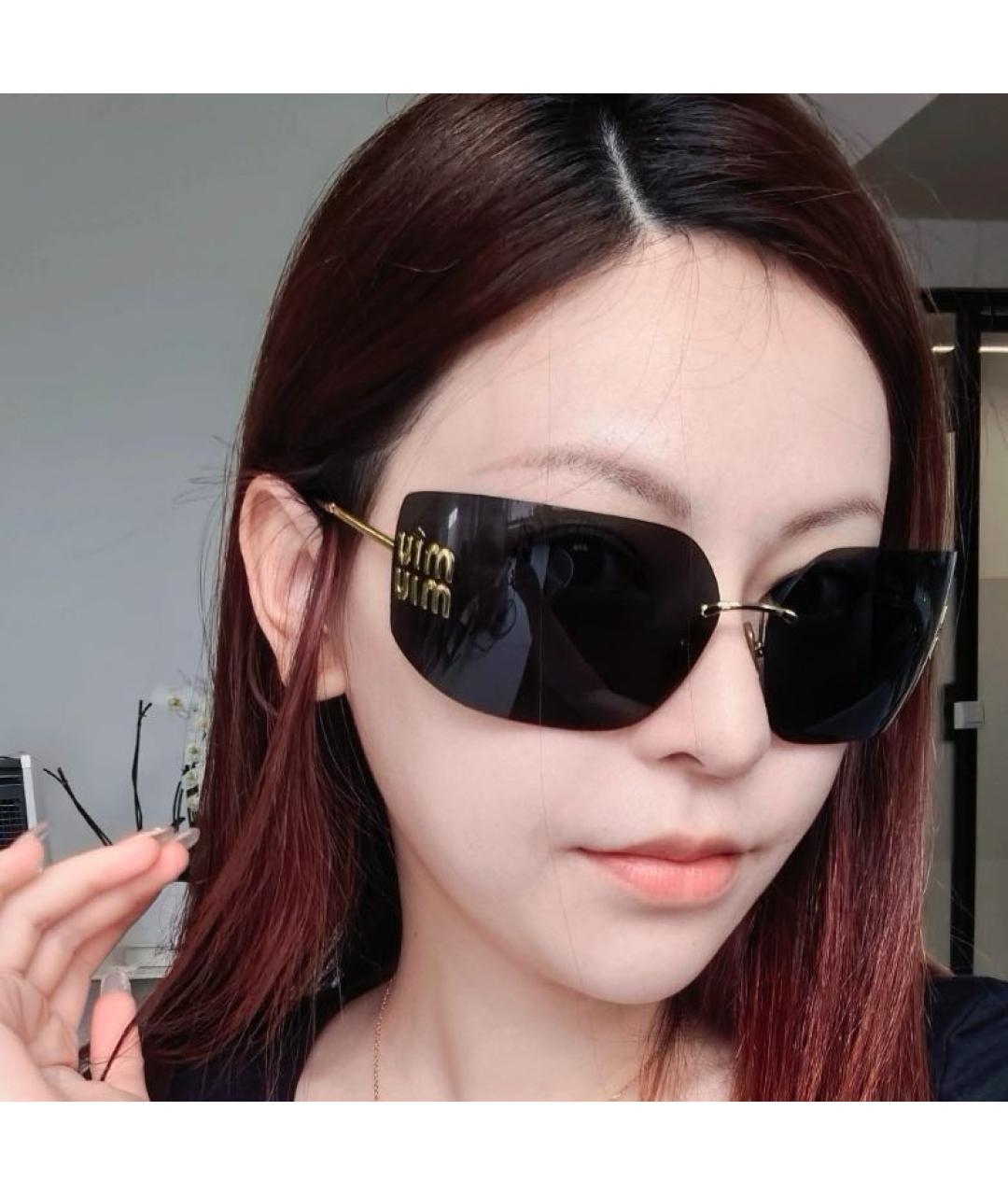 MIU MIU Золотые металлические солнцезащитные очки, фото 4