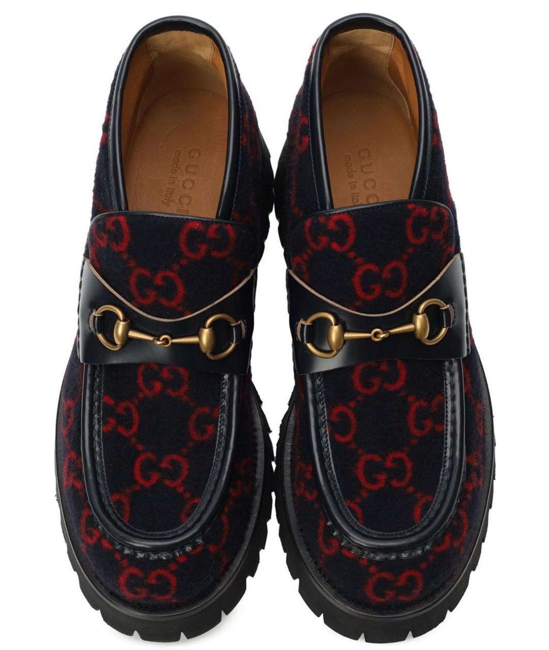GUCCI Темно-синие текстильные высокие ботинки, фото 2