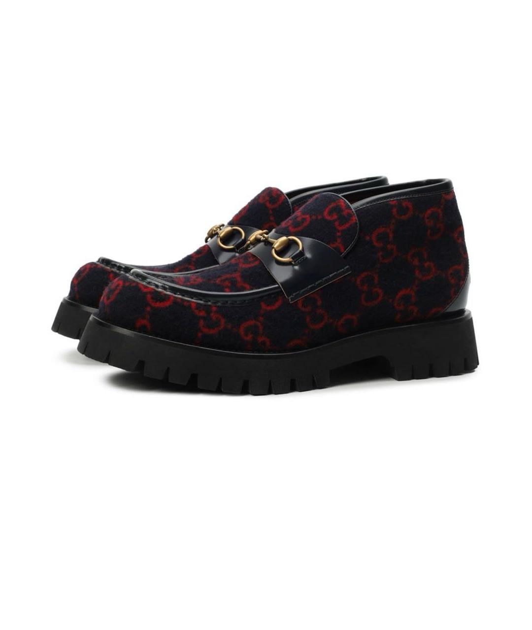 GUCCI Темно-синие текстильные высокие ботинки, фото 4