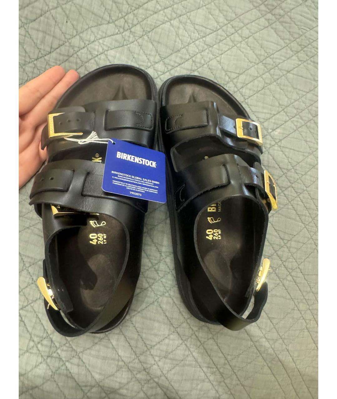 BIRKENSTOCK Черные кожаные сандалии, фото 5