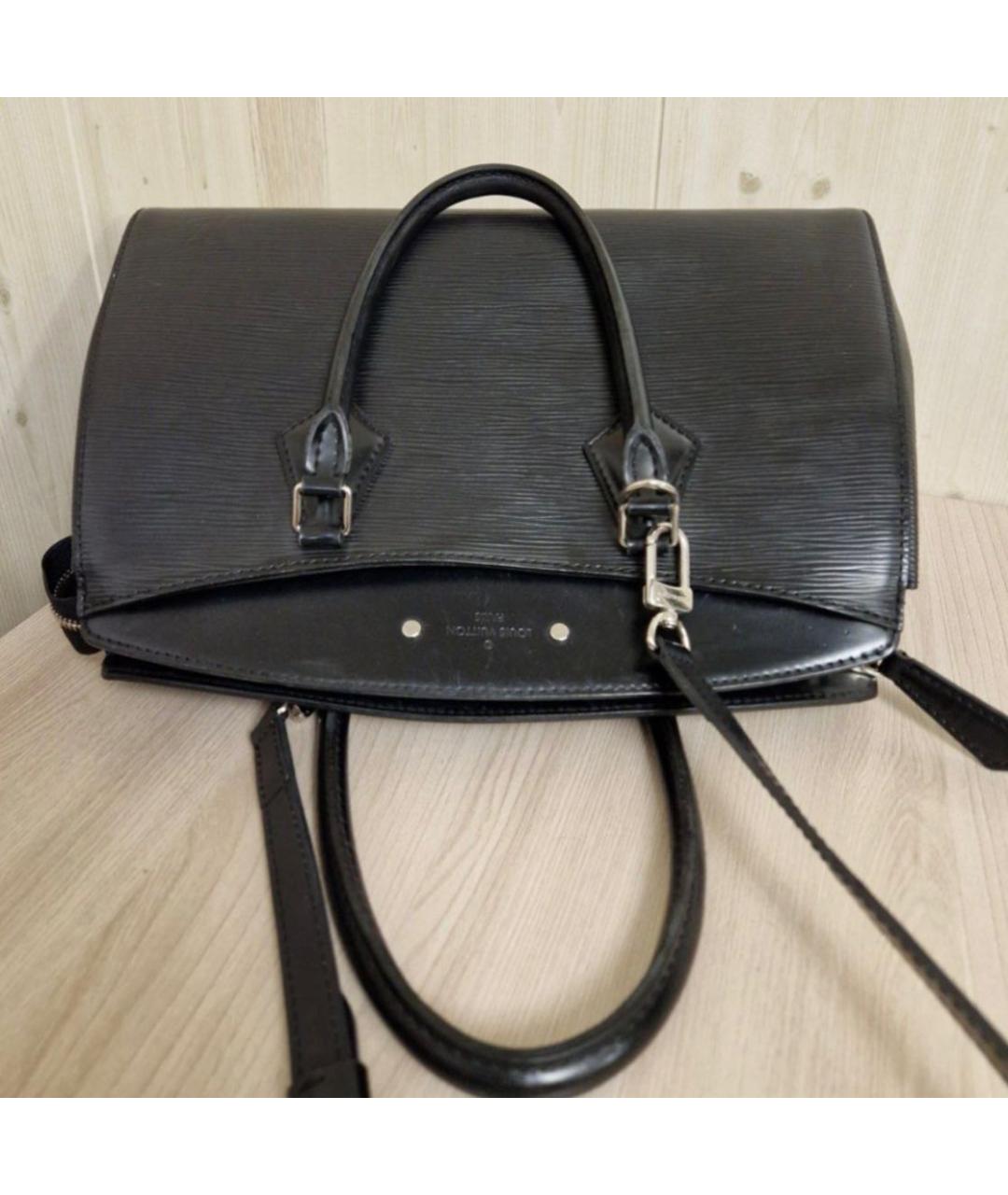 LOUIS VUITTON Черная кожаная сумка тоут, фото 5