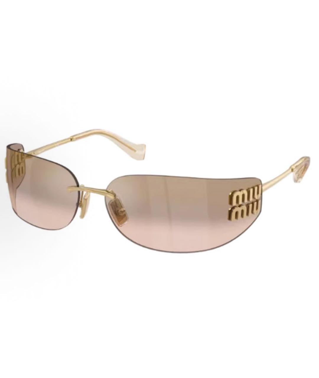 MIU MIU Золотые металлические солнцезащитные очки, фото 5