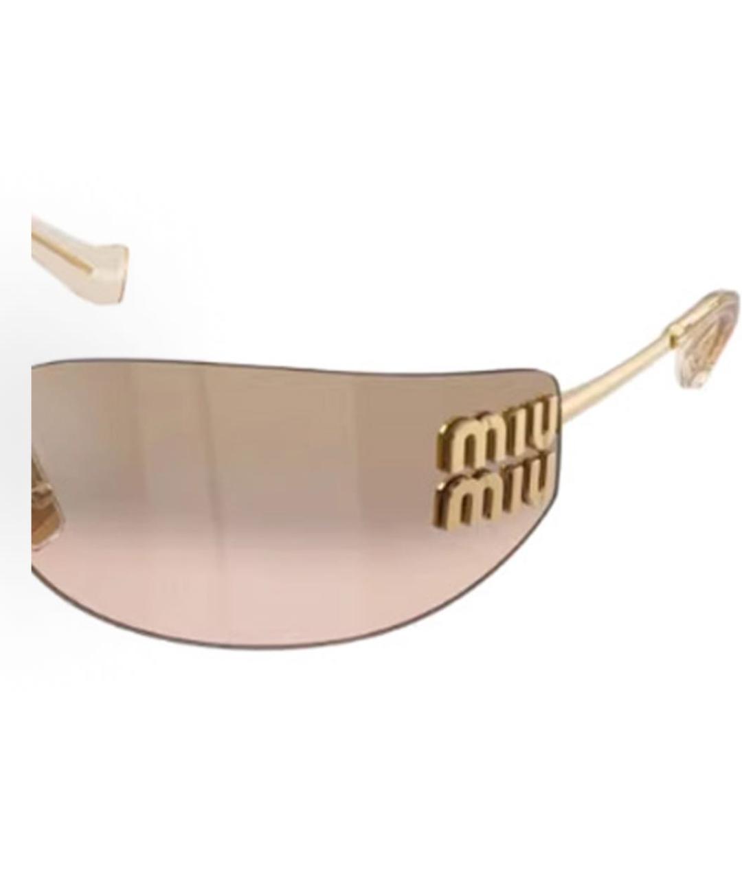 MIU MIU Золотые металлические солнцезащитные очки, фото 3