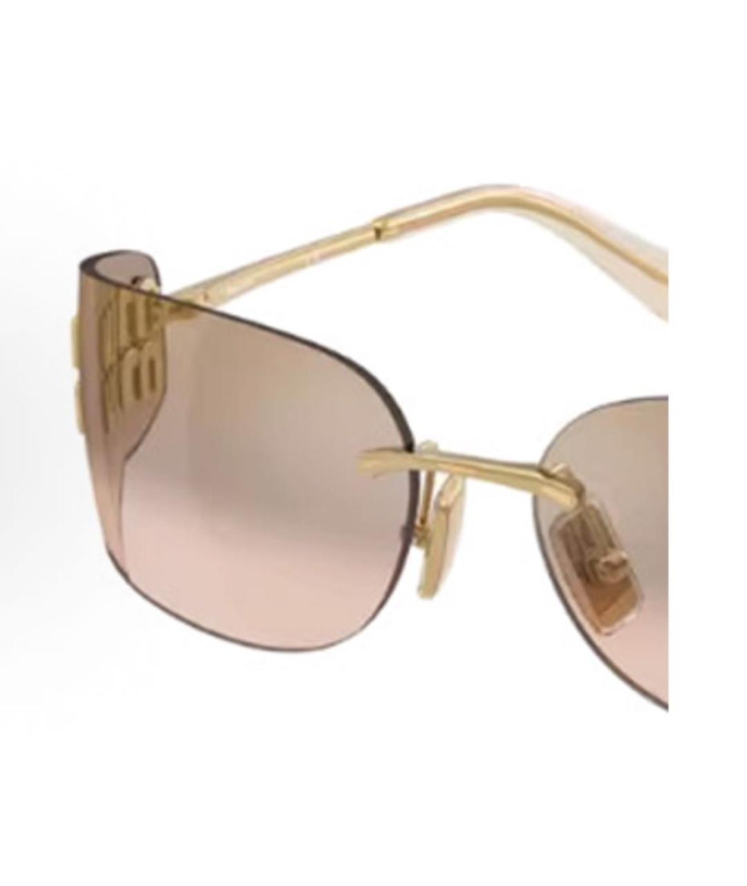 MIU MIU Золотые металлические солнцезащитные очки, фото 2