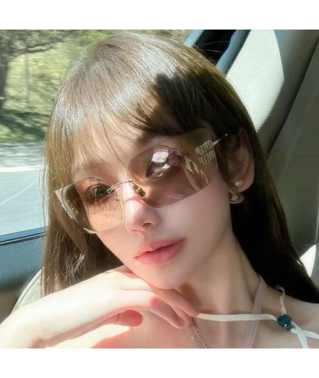 MIU MIU Золотые металлические солнцезащитные очки, фото 4