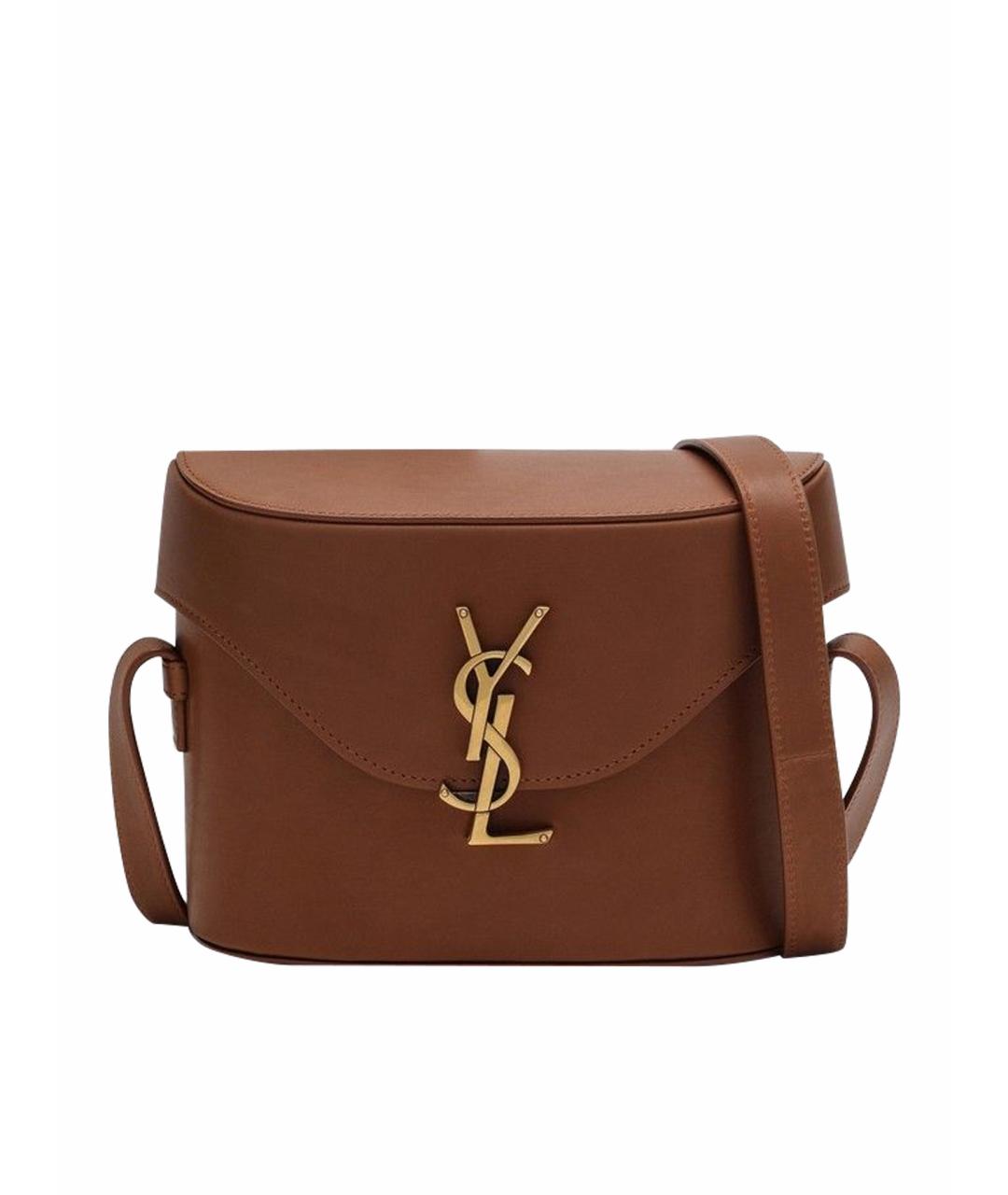 SAINT LAURENT Коричневая кожаная сумка на плечо, фото 1