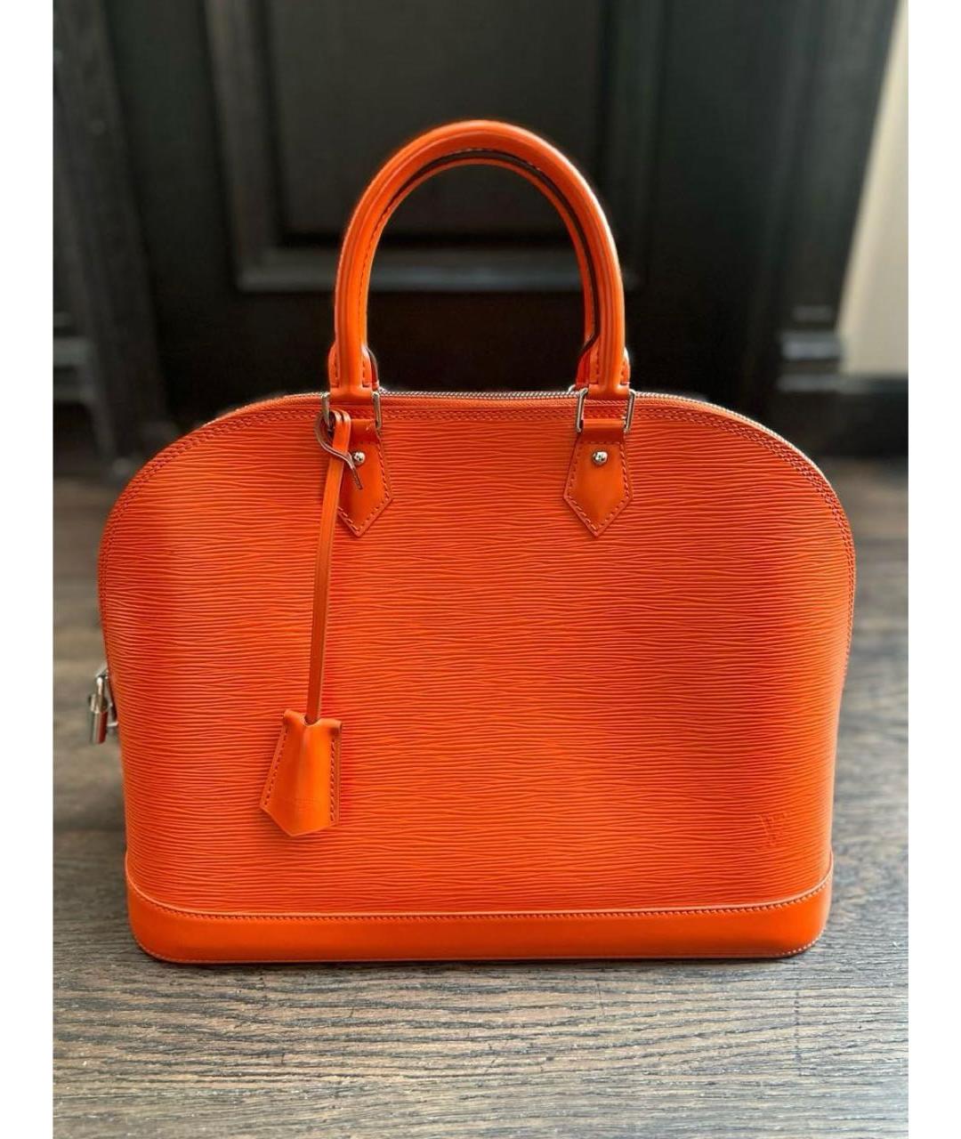 LOUIS VUITTON Оранжевая кожаная сумка с короткими ручками, фото 8