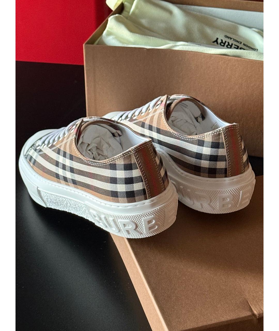 BURBERRY Бежевые текстильные кеды, фото 3