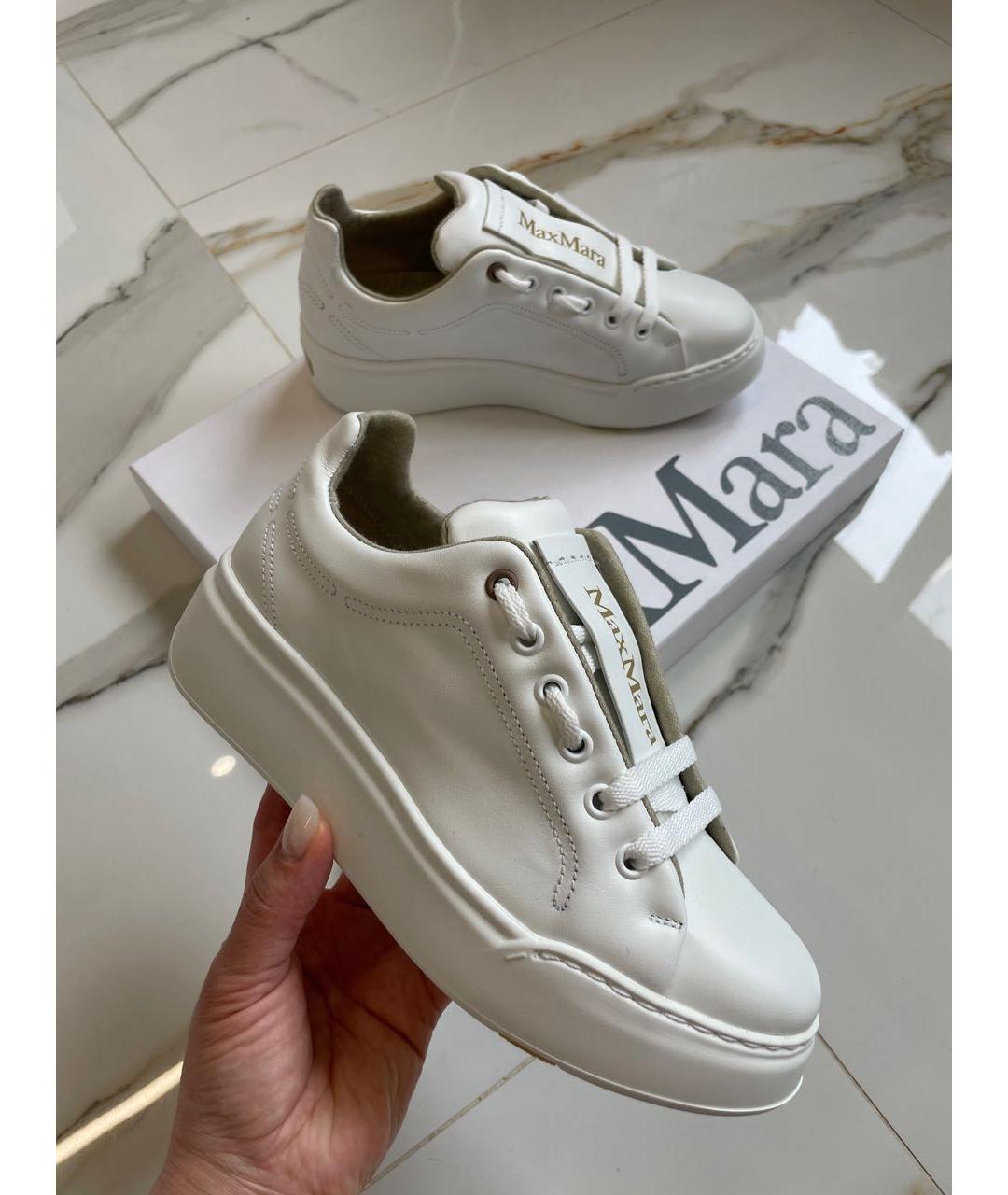 MAX MARA Белые кожаные кеды, фото 4