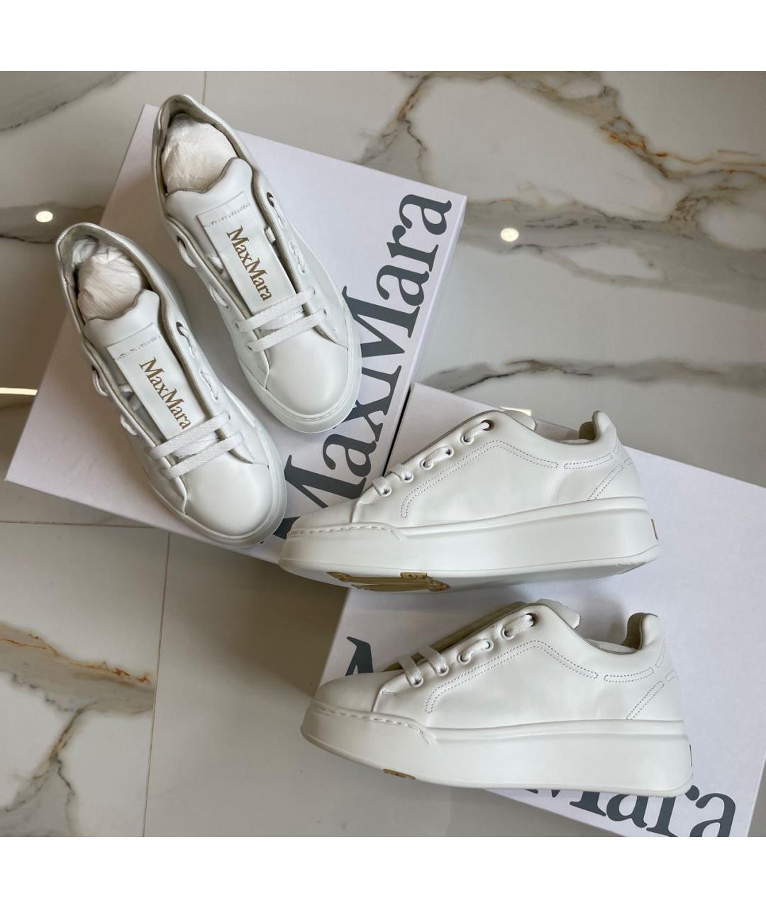 MAX MARA Белые кожаные кеды, фото 2