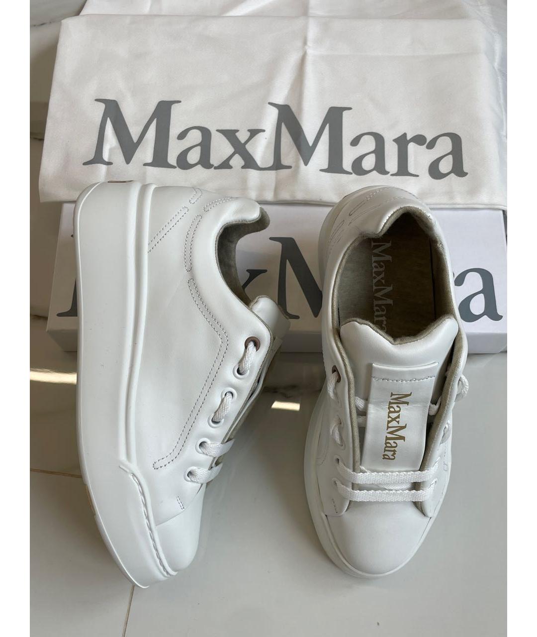 MAX MARA Белые кожаные кеды, фото 3