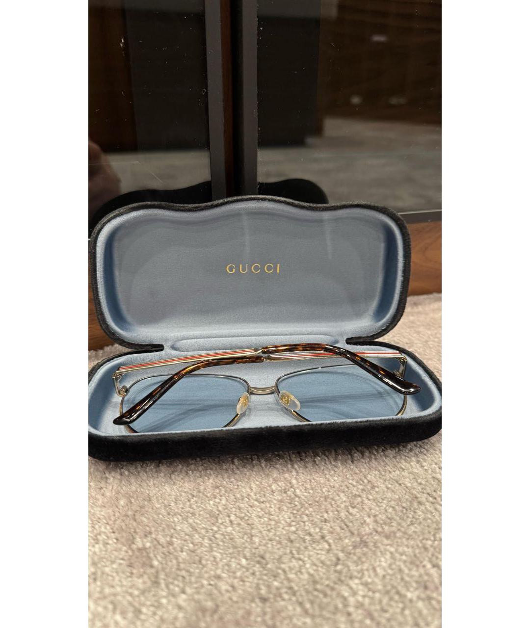GUCCI Голубые металлические солнцезащитные очки, фото 6