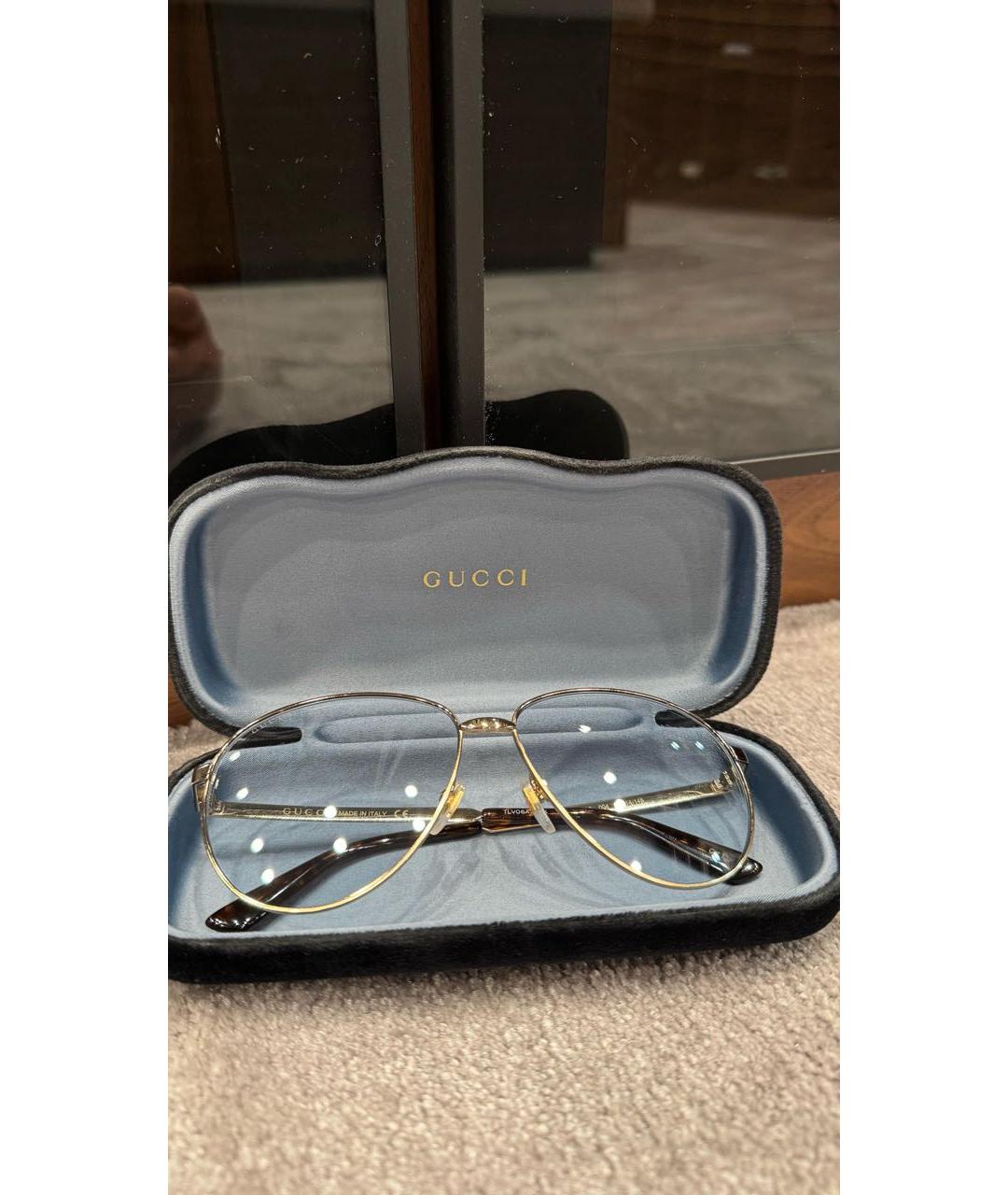 GUCCI Голубые металлические солнцезащитные очки, фото 5