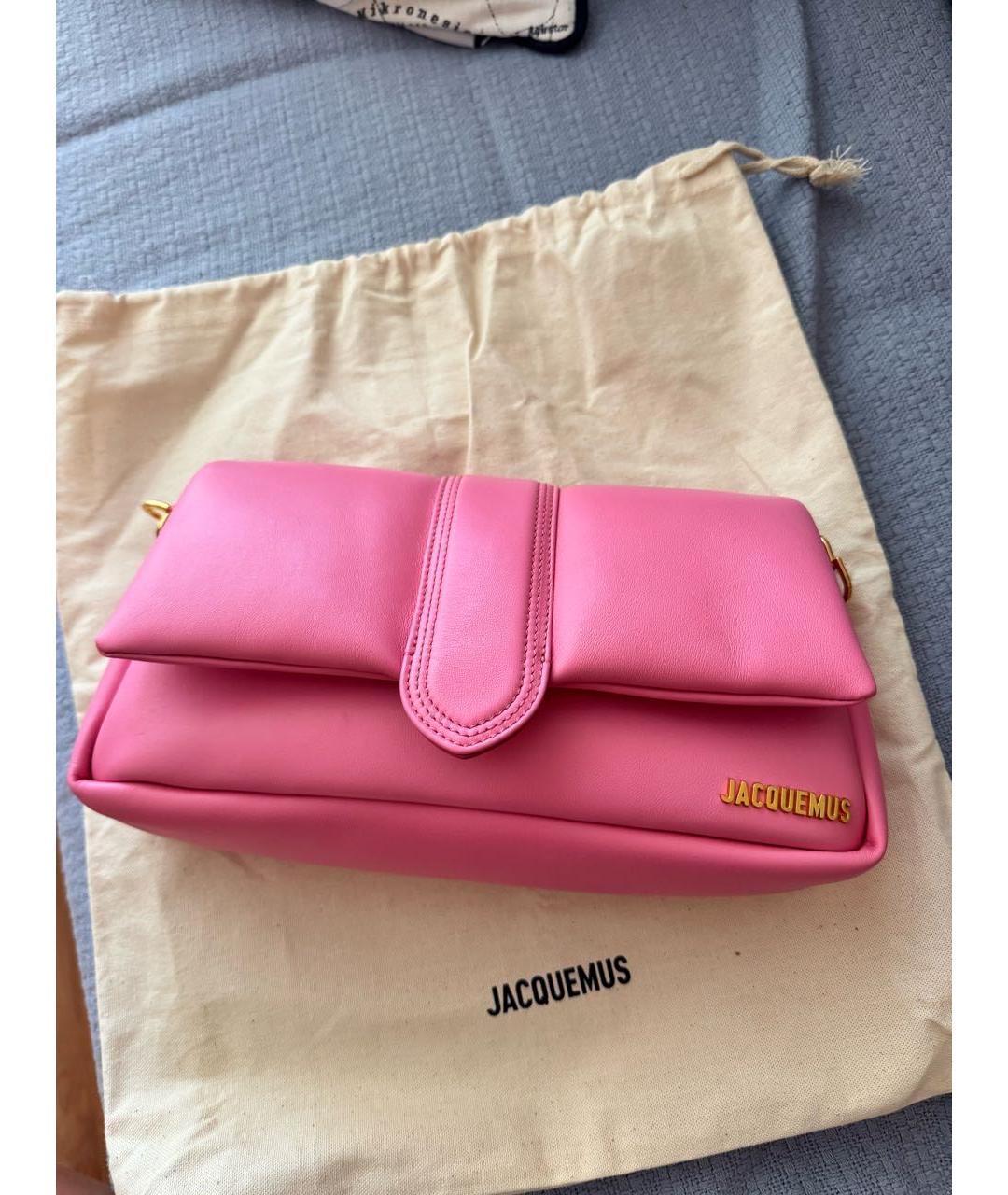 JACQUEMUS Розовая кожаная сумка с короткими ручками, фото 2