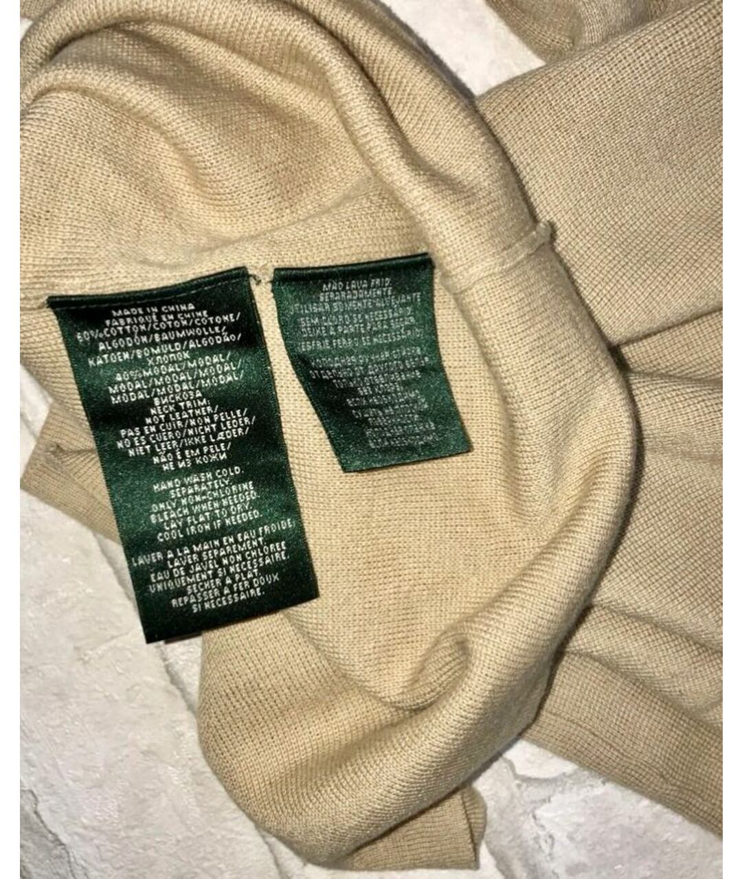 RALPH LAUREN Бежевый хлопковый джемпер / свитер, фото 4