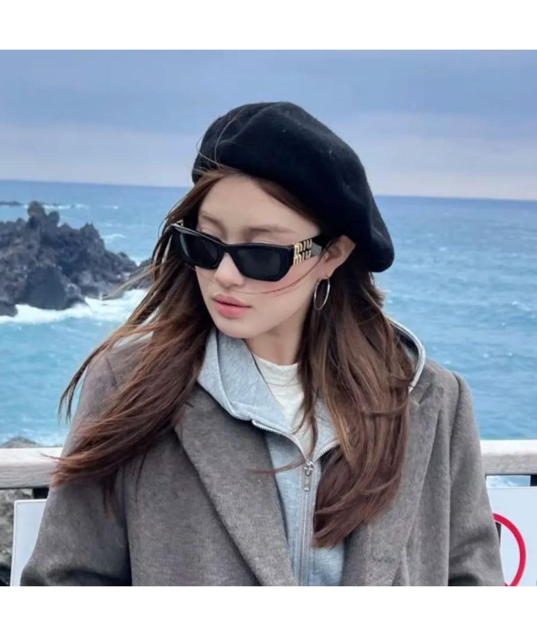 MIU MIU Черные пластиковые солнцезащитные очки, фото 4