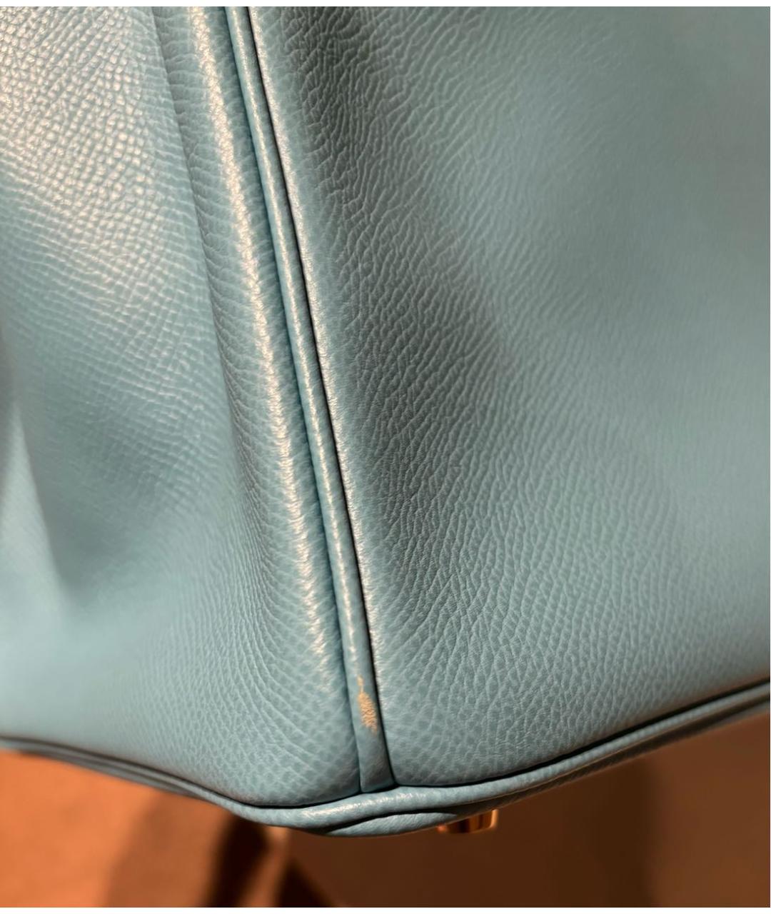 HERMES Голубая кожаная сумка тоут, фото 7