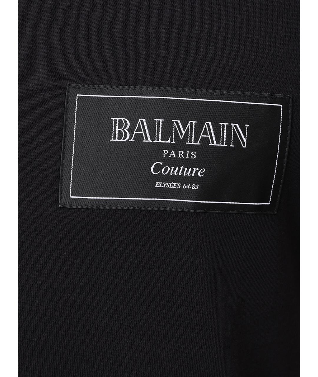 BALMAIN Черная хлопковая футболка, фото 6