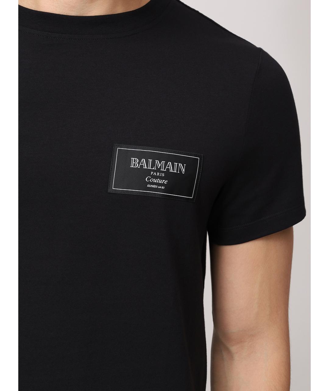 BALMAIN Черная хлопковая футболка, фото 5
