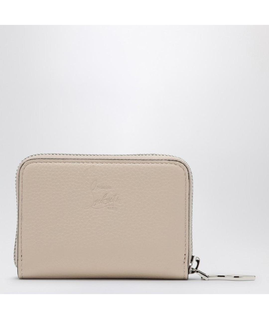 CHRISTIAN LOUBOUTIN Бежевый кожаный кошелек, фото 3