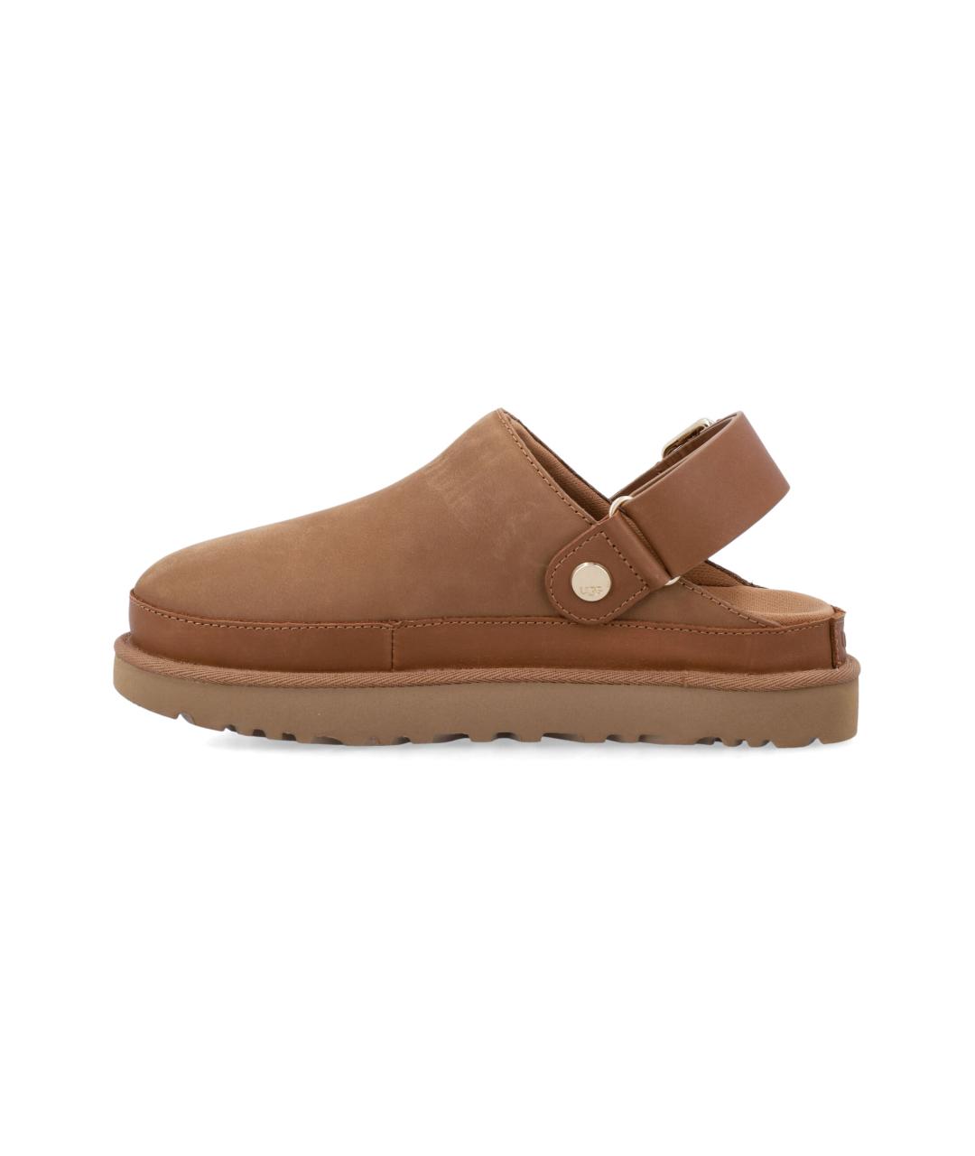 UGG AUSTRALIA Бежевые кожаные сабо, фото 3