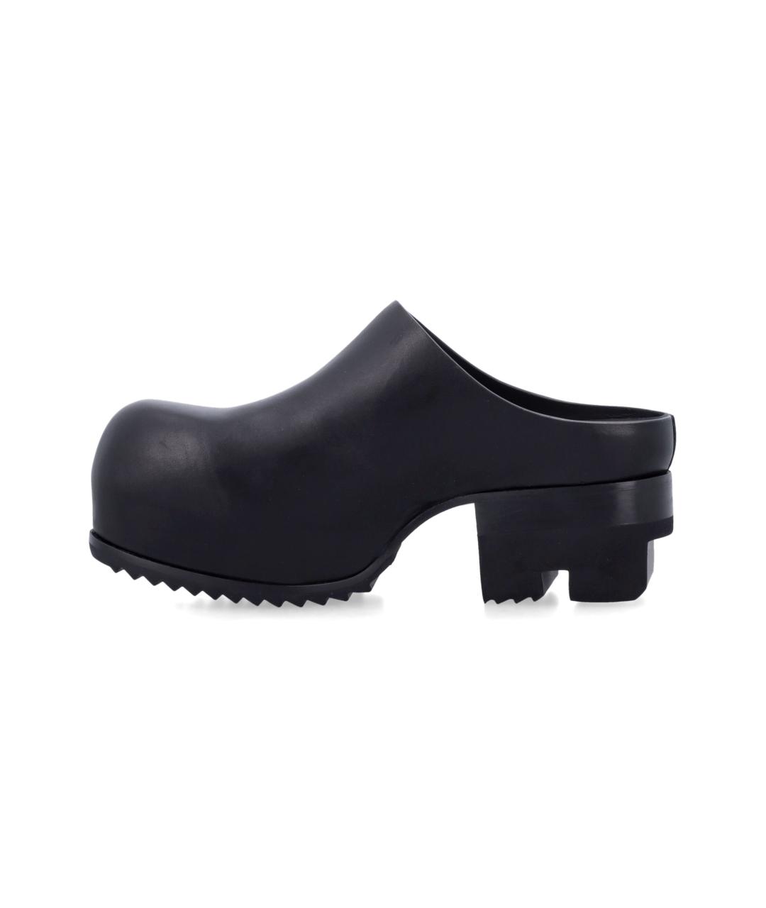 RICK OWENS Черные кожаные сабо, фото 3
