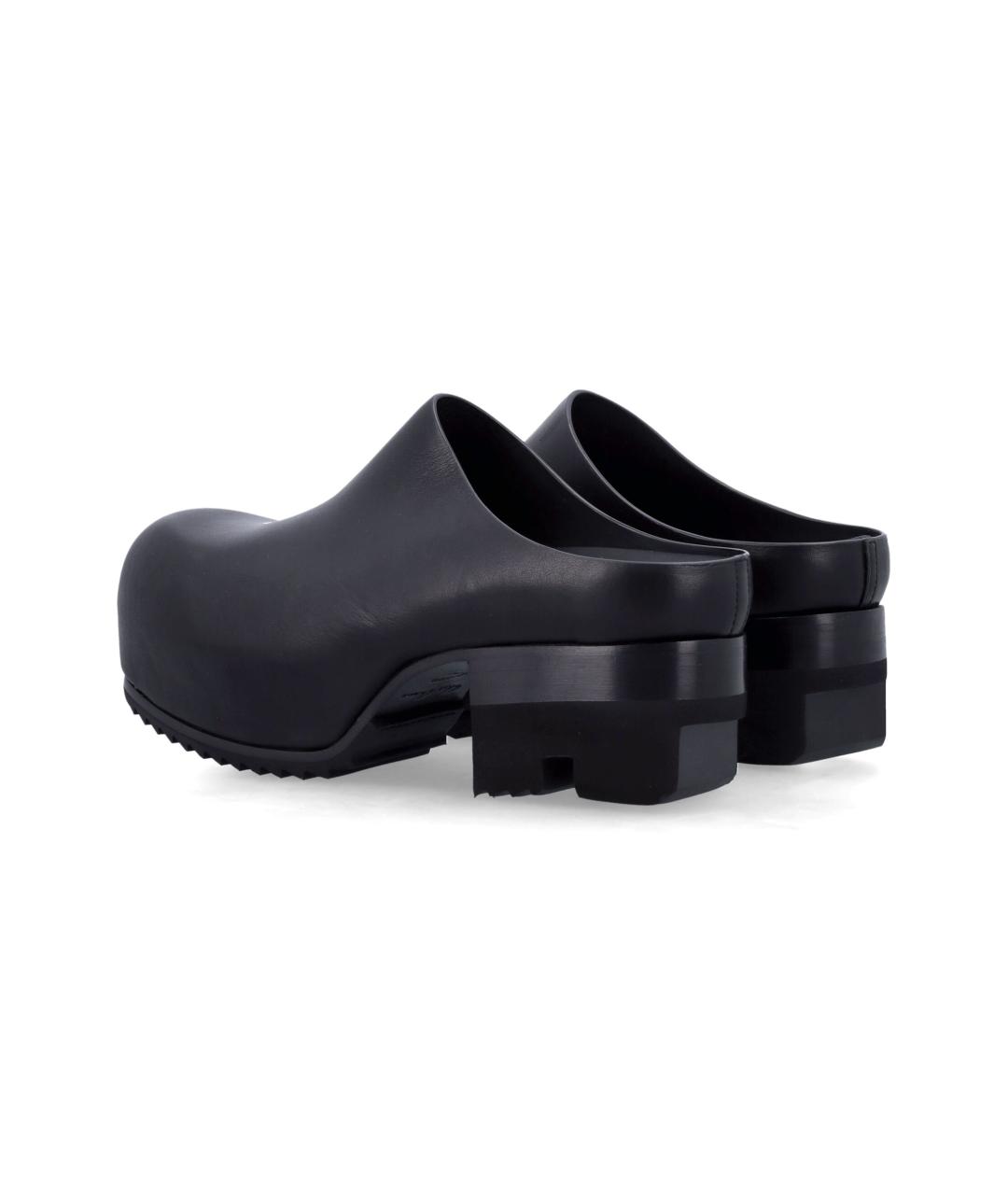 RICK OWENS Черные кожаные сабо, фото 4