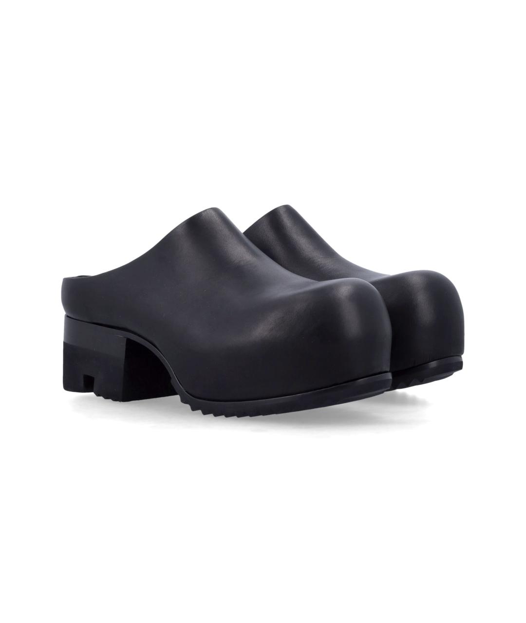 RICK OWENS Черные кожаные сабо, фото 2