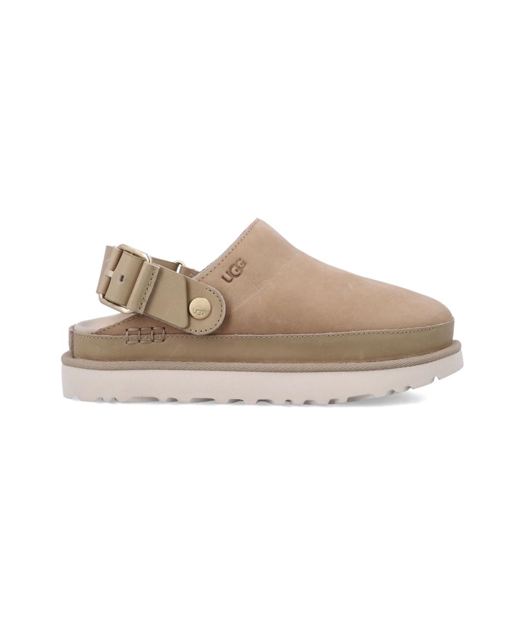 UGG AUSTRALIA Бежевые кожаные сабо, фото 1