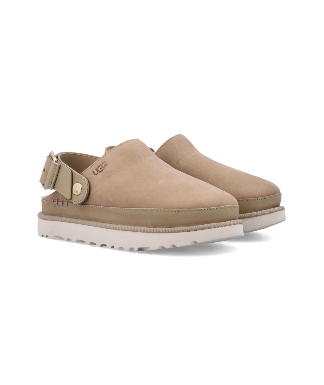 UGG AUSTRALIA Бежевые кожаные сабо, фото 2