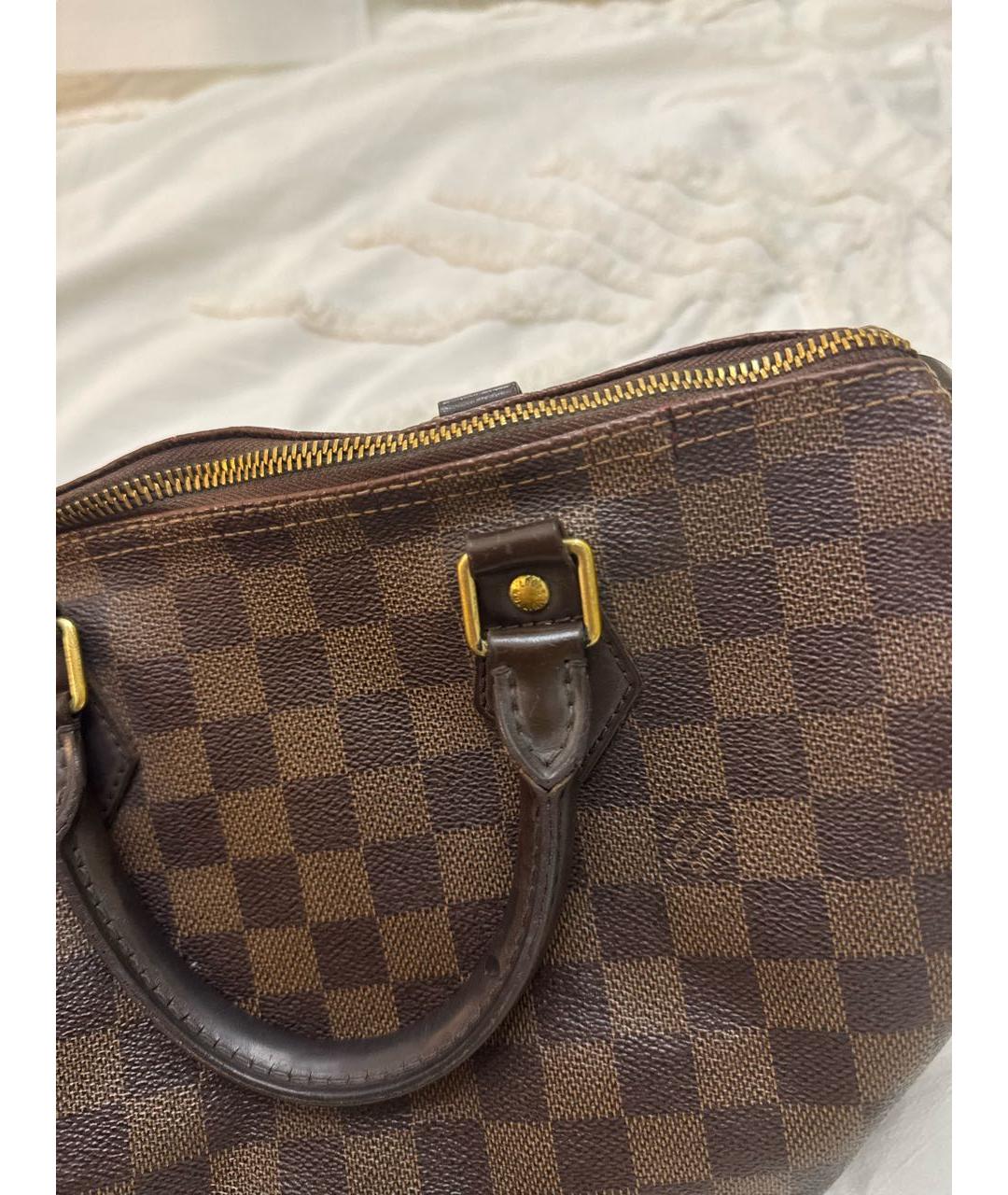 LOUIS VUITTON Коричневая кожаная сумка с короткими ручками, фото 5